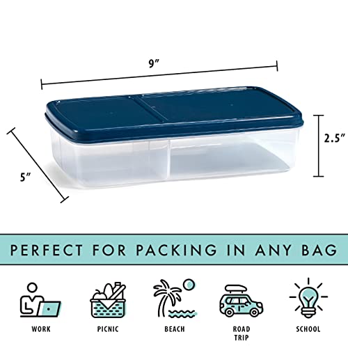 Lotg By Fit + Fresh Bento Box Kit, Three-Compartment Lunch Container Includes 2 Slim Ice Packs, Reusable & Leak-Resistant, Perfect For Insulated Lunch Bag, Lunch Box & More, Navy #TOP3
