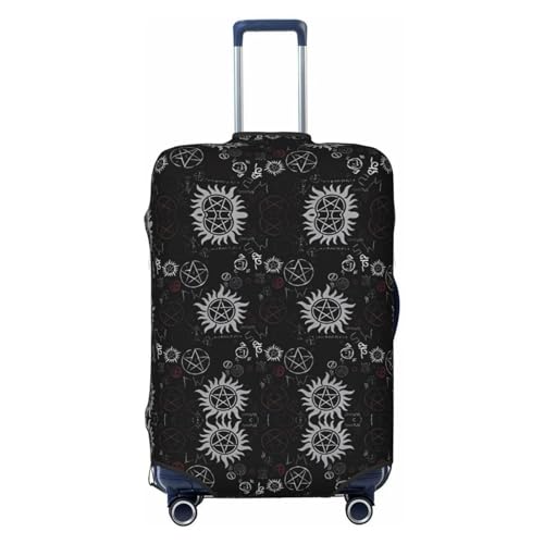 Supernatural Symbols - Copertura per bagagli da viaggio con stampa nero lavabile antigraffio Nero S