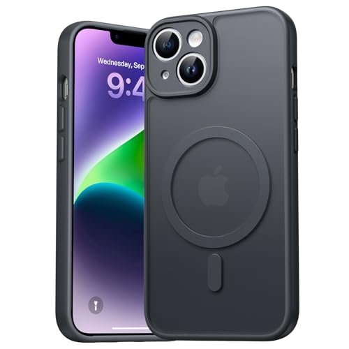 EASDNB für iPhone 14 Hülle für Magsafe mit Kameraschutz Magnetisch Handyhülle für iPhone 14 Stoßfeste Kratzfeste Durchscheinende Matt Rückseite Schutzhülle für iPhone 14 Case Schwarz