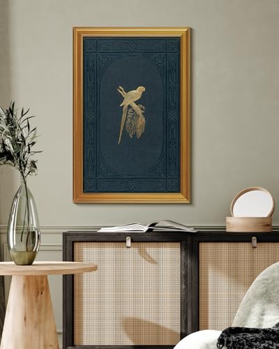 Image of VIYYIEA Vintage Gold Framed Wall Art for Living Room, Macaw Canvas Prints Home Decor, Large Oil Painting Picture, Bedroom Wall Decor Gifts for Friends or Family -【Macaw】-(36L x 24W)