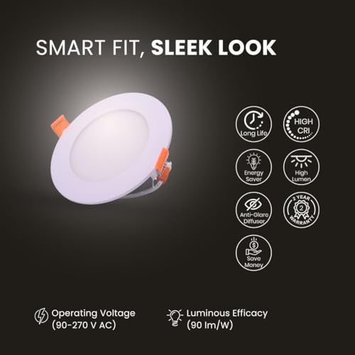 Image of Instapower Aluminium Recessed Ceiling Light Ultra Slim Round LED Downlight 2-Year Warranty (Warm White-24W)