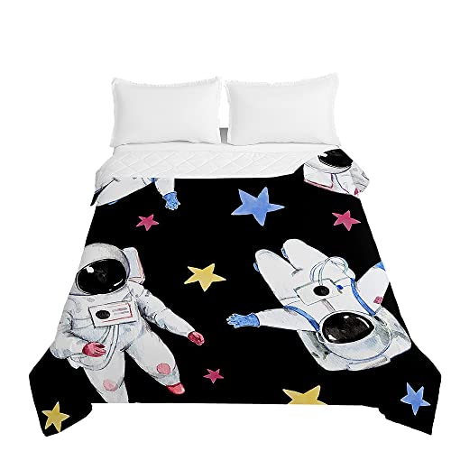 Chickwin Dibujos Animados Colcha Bouti, Colchas Acolchada Cubre Cama Fina - Ligera y Suave Microfibra Cubre Cama Multiusos Primavera Verano Lavable Edredón (230x260cm,Astronauta)