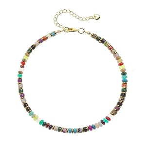 XIJIN Natural Stone Beaded Anklets for Women Handmade Beach Boho Turquoise Beads Ankle Bracelet Jewelry Gift for Her