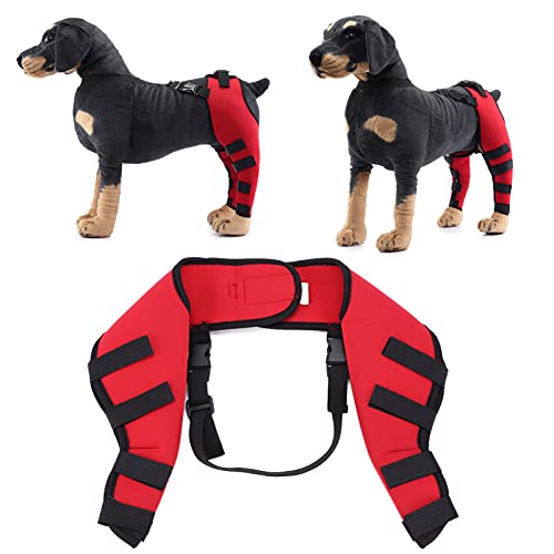 Image of GLOGLOW Dog Hind Leg Braces, Canine Rear Leg Hock Wraps with Elbow Protection for Ligament Injuries, Sprains Support for Large Dogs Red L Size Boots