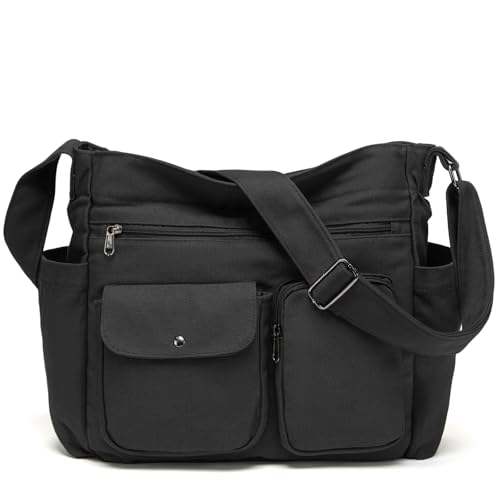 Image of Canvas Casual Messenger Bag Hobo Crossbody Bag Canvas Shouder Tote Handbag for Women and Men