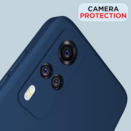 Image of Outlouders Back Cover for Vivo Y31 / Y51A / Y51 / Y51i | Camera Protection | Durable Soft Matte Silicone Bumper Case (Blue)