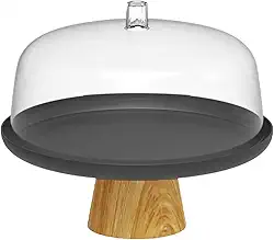 Ou Boleira com Pé e Cúpula 25cm Preto Linha Lume