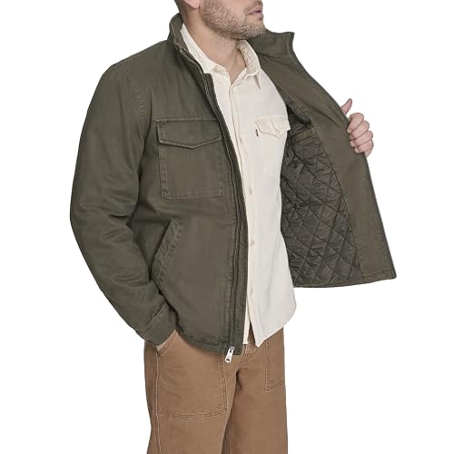 Levi's Men's Stand Collar Cotton Military Jacket with Hidden Hood4