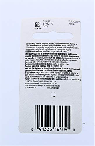 Batería Duracell 364 de Óxido de Plata 1.5 V miniatura 2
