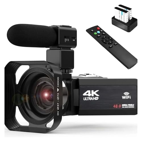 4Kビデオカメラカムコーダー、18倍デジタルズーム、48MPビデオブログカメラ、3.0インチIPS 270°回転タッチスクリーン、マイクロ