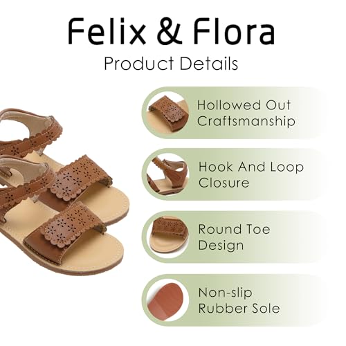 Image of Felix & Flora Toddler Girl Sandals -Flower Girl Dress Shoes Open Toe Little Kid Flats