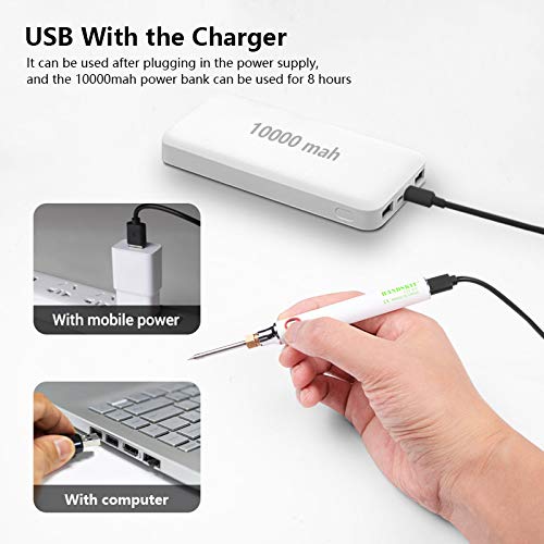 Handskit 5V 8W Battery Powered Soldering Iron USB Charging Adjustable Temperature comes with accessories including Soldering Stand Solder Wire