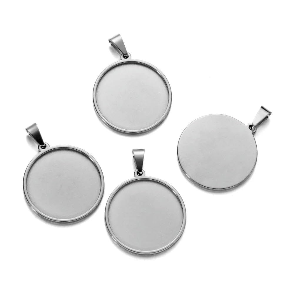 GENPICONG Lot de 5 Bases en Acier Inoxydable doré 20/25/30/35/40 mm pour cabochon, camée, Plateau de Base, Lunette, Collier Vierge, Pendentif pour la Fabrication de Bijoux à Faire soi-même