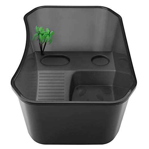 Nicoone Kleine Plastic Open Vissentank met het Koesteren Platform voor Schildpadreptiel - Afbeelding 8