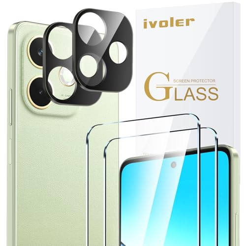 ivoler 2 Piezas Cristal Vidrio Templado Protector de Pantalla para OPPO A5 Pro 4G / OPPO A5 Pro 5G, con 2 Piezas Protector de Lente de Cámara, 9H Dureza, Antiarañazos, Sin Burbujas