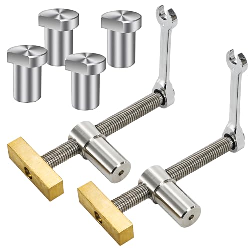 Nicunom 2 Pack Bench Dog Clamp 3/4 Dog Hole Clamp with 4 Pack Bench Dogs Adjustable Woodworking Clamps Workbench Stop Stainless Steel Brass