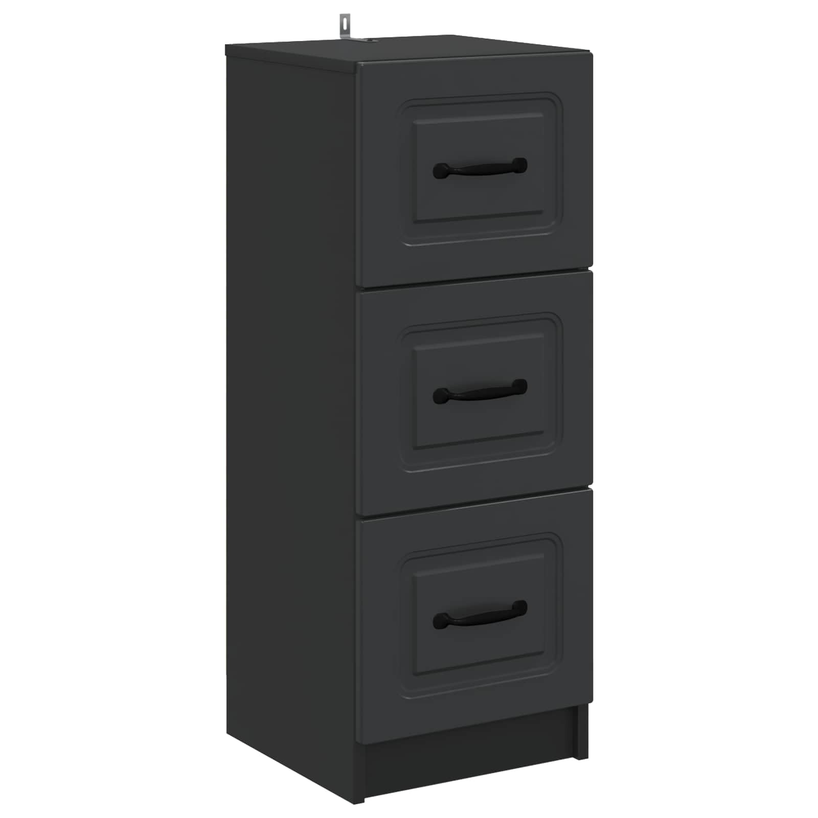 Schrank mit Schubladen, schwarz, 33 x 34,5 x 87 cm, aus technischem Holz | 3 Schubladen, ergonomische Griffe, rechteckiges Design, einfache Wartung, vielseitige Verwendung
