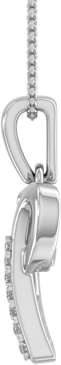 FINEROCK Diamond Initial Letter Pendant Necklace in 14K White Gold (with Silver Chain) - IGI Certified (I1-I2 Clarity)