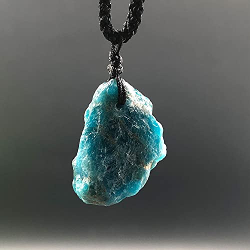 1 unidad de collar con colgante de piedra Natural en bruto de apatita azul al azar, cristal de cuarzo curativo, regalo de Reiki, artesanía de piedras preciosas, decoración de joyería ( Color : Blue Ap