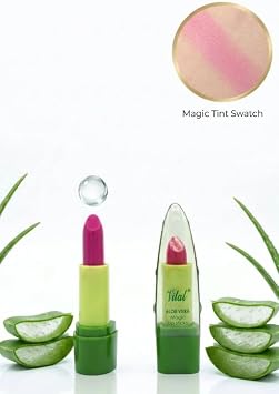 Aloe Vera Magic Lipstick – Color Changing Moisturizing for Lip – Long Lasting, Smooth & Hydrating Lip Care – Pack of 2 (Pink & Green)