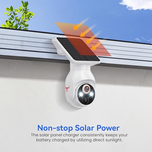 HopeFlex 1080p WiFi Security Camera with Solar Panel, Battery Powered, Pan Ti...
