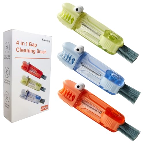 Image of 4-in-1 Bottle Cleaning Brush Set, Multifunction Silicone Cup Lid Gap Cleaner, Home Kitchen Crevice Cleaning Tools, 3 Pcs, Multicolor