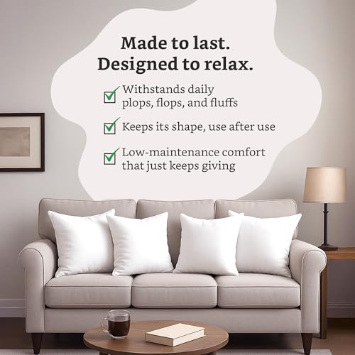 Amazon Brand - Solimo Microfiber Filled Cushion, 16 x 16 inch (40.6 x 40.6 cm), Set of 3, white