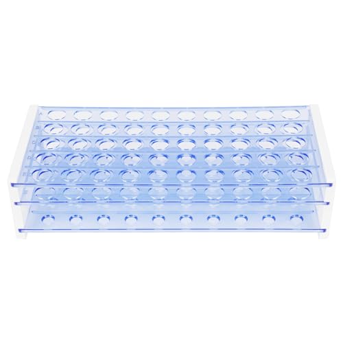 Labasics Soporte para Tubos de Ensayo, Rejilla de Plástico azul de 3 Niveles y Desmontable para Experimentos Científicos de Laboratorio, Capacidad para 50 Tubos de Ensayo de 16 mm