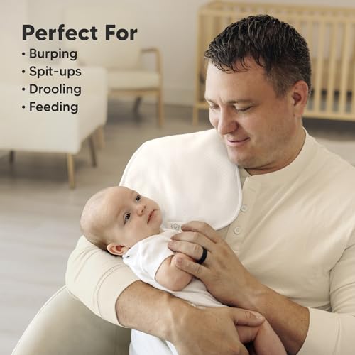 Image of KeaBabies 5-Pack Organic Burp Cloths Baby Girl, Boy - Extra Large, Absorbent Baby Burp Cloths,Soft Burping Cloths for Babies,Newborn Burp Clothes,Cotton Burp Rags,Thick Burp Cloth(Soft White /Quin)