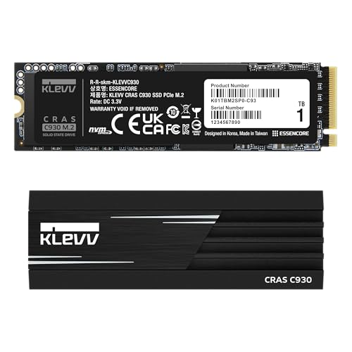 Image of KLEVV CRAS C930 1TB M.2 2280 NVMe PCIe Gen4x4 Internal Gaming SSD Aluminium Heatsink Included, Compatible with PS5, up to 7400MB /s with DRAM Cache (K01TBM2SP0-C93)
