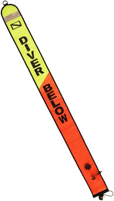 High Visibility Surface Marker Buoy for Scuba Diving - Reflective Tape, Nylon Material - Various for Freediving and Tech Dive Equipment - 6Ft