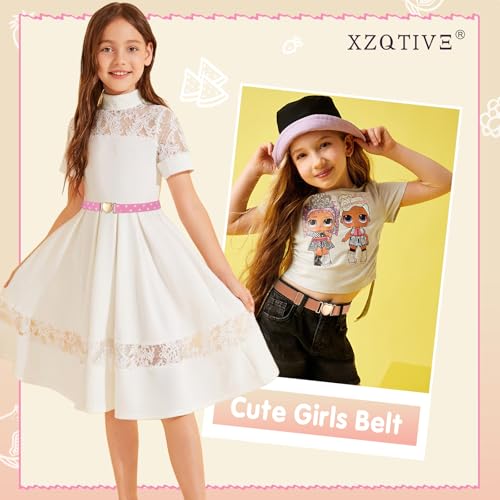 XZQTIVE 2 Pack Kids Elastic Belt for Girls Adjustable Toddler Belt with Cute Heart Buckle4