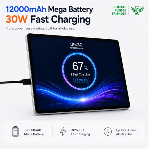 Image of 16 Inch Android 16 Tablet, Widevine L1, 1920x1200 IPS Display, Sheet Music | 12GB Memory 128GB Storage, Helio G99 Octa-Core, 30W Fast Charging, 12000mAh Battery, 32MP Rear Camera, Quad Speakers, FHD IPS