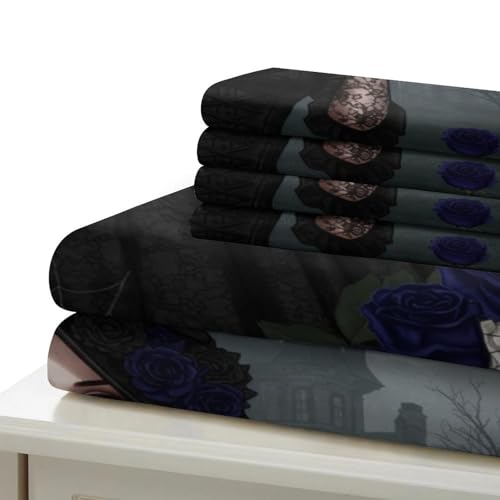 Housse de couette gothique 140x200cm linge de lit microfibre dark fantasy - 7