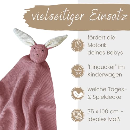 DIKOS Babydecke Schmuse-Hase Beere Bio Baumwolle – Bild 5