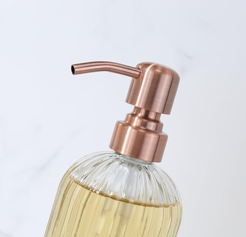 Image of Copper Glass Bathroom Soap Dispenser with Metal Pump,Vintage Dish Soap Dispenser for Kitchen, Used for Lotionor Home,Bathroom,Countertop, Hotel,2 Packs