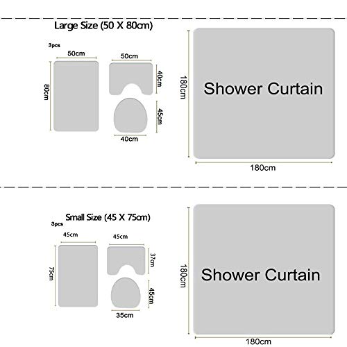 Wc Deckelbezug Herz Badematte Und Flanell Duschvorhang Set Polyester Wasserdicht Home Decoration Microsoft Teppich Fuß-4Pcs-852_Große Größe – Bild 4