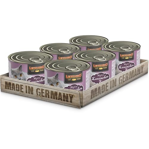 LEONARDO Nassfutter [6x200g Kaninchen] | Getreidefreies Nassfutter für Katzen | Feuchtfutter Alleinfutter aus der Dose 1,2kg – Ansicht 1