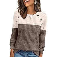 AUTOMET Womens Long Sleeve Tshirts Casual Tunic Work Tops Cute Pullover Sweaters Fall Travel Outfits 2025 Dressy Blouses Apricot Brown L