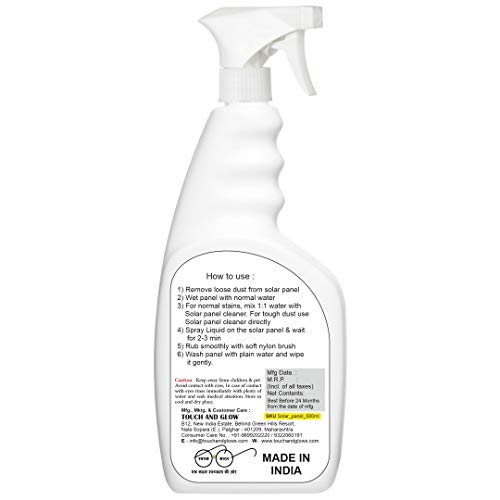 Image of TetraClean Solar Panel Cleaner and Stain Remover in Spray Bottle | For Home & Commercial Use, (500 ML)