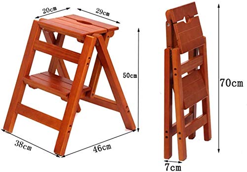 Taburete de escalada de madera marrón con 2 escalones multifunción DASHADAO 2