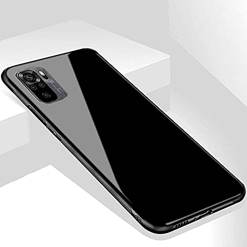 Image of Designerz Hub Redmi Note 10T 5G / Poco M3 Pro 5G Luxurious Toughened Glass Back Case with Shockproof TPU Bumper Case Cover Designed for Redmi Note 10T 5G / Poco M3 Pro 5G -Black