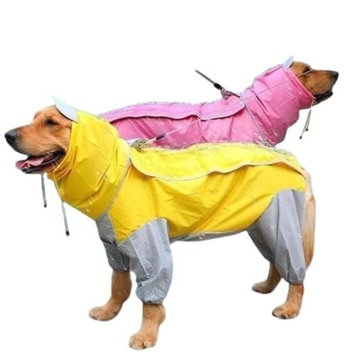 Image of Bhumi Enterprises Dog Raincoats Rain Snow Coats Waterproof Clothing 4 Four Legs Raincoat Full-Cover Dogs Hooded Poncho(Yellow-Grey) (22 saiz)