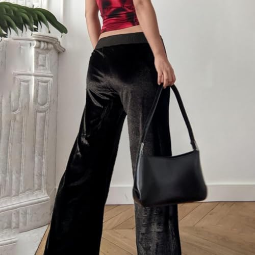 Womens Y2k Gothic Drawstring Flare Pants Streetwear Casual Star Rhinestone Low Rise Disco Pants Bell Bottoms2