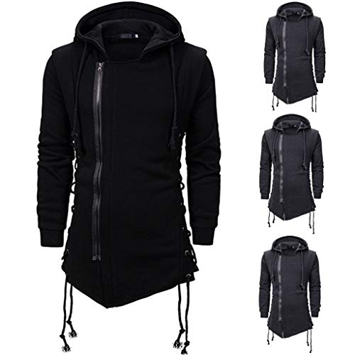 Darringls Sweat à capuche pour homme Assassins Gothic Creed Fermeture éclair latérale Lacets Veste à capuche Assassin Creed Cravate foncée Slim Fit...