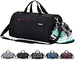 Sports Gym Bag with Shoes Compartment and Wet Pocket, Travel Duffle Bag for Men and Women (Black) Size: 20 * 10.5 * 10 inches -35 Liters