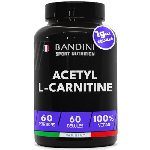 ACETYL L-CARNITINE 1000 mg (PAR GÉLULES) - Supplément à base de Acetil L Carnitin (60 Capsules) - Idéal pour Athlètes et Sportifs qui Pratiquent une Activité Physique de Haute Intensité