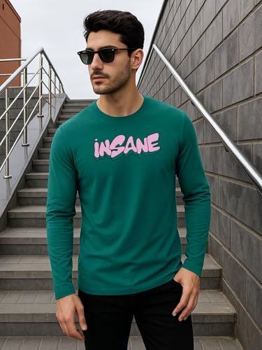 Image of Veirdo Men's Full Sleeve Printed T-Shirt | Trendy Graphic Print Tee