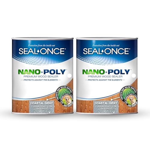 Image of SEAL-ONCE Nano+Poly Wood Sealer and Waterproofer, Coastal Gray, 2 Gallon | With Polyurethane, Premium Waterproof Sealant