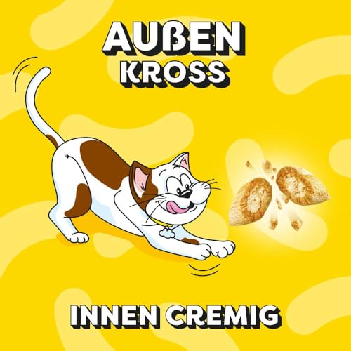 Dreamies Klassiker Katzensnacks mit Käse – Katzenleckerli mit knuspriger Textur und cremiger Füllung – 4 x 180g